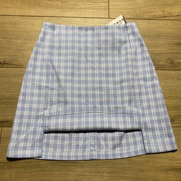 John Galt Pacsun Womens Plaid Mini Skirt Light Blue And White See Measurements‎ - Picture 5 of 11